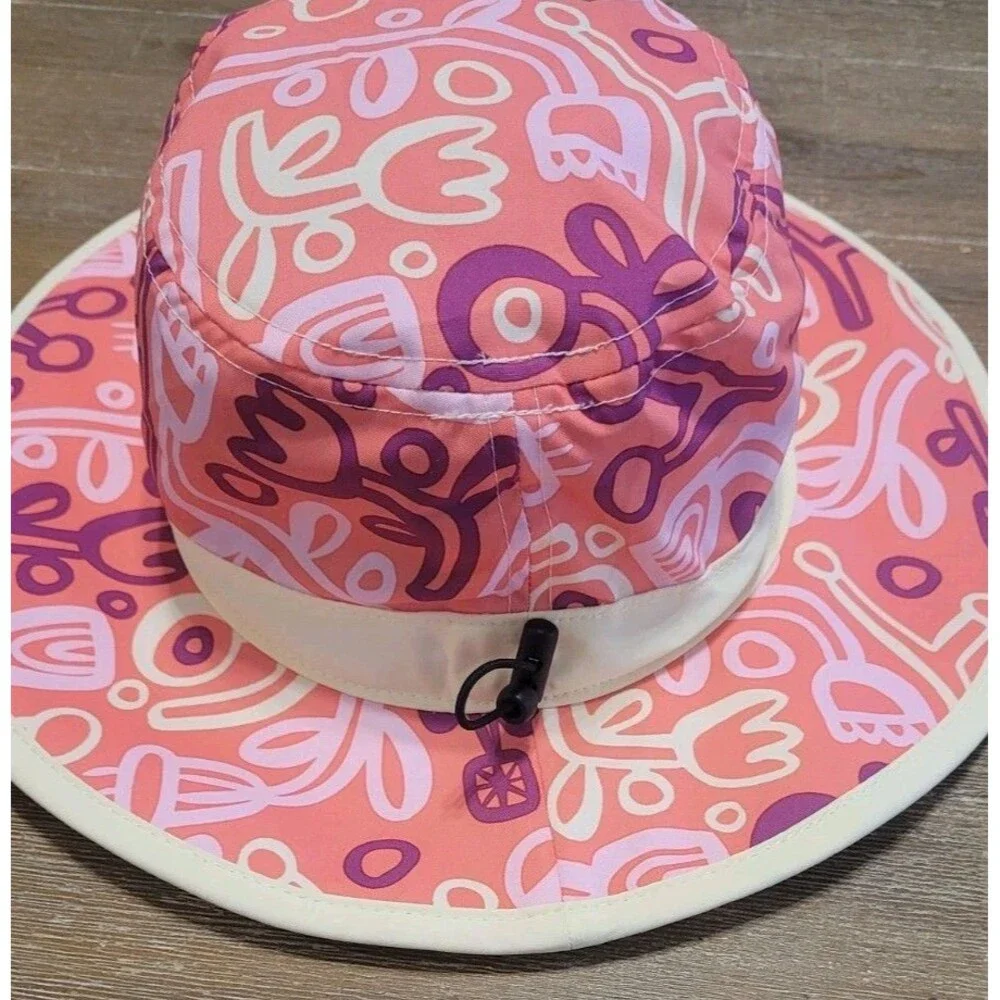 Youth Girls Columbia Pastel Flowers Bucket Boonie Hat Sun Cap With Strap